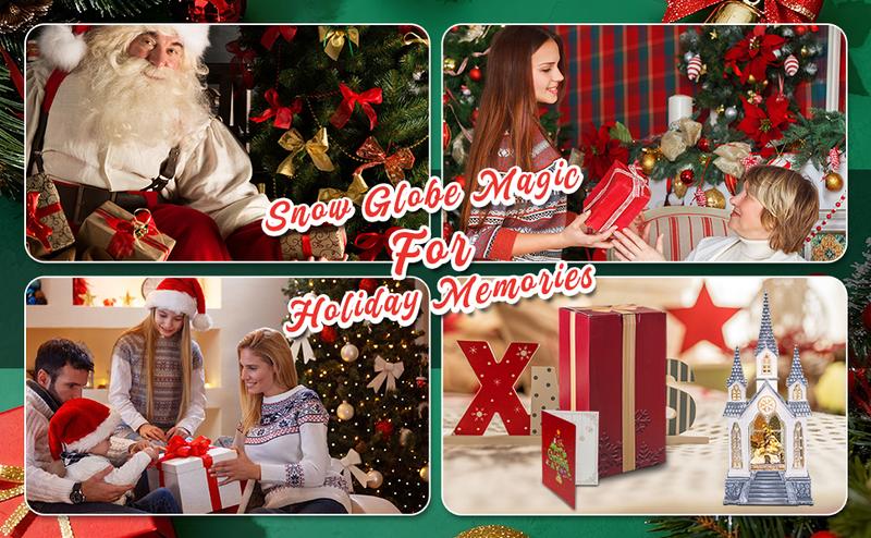 Christmas Church Nativity Snow Globe Light up Snowglobe with Music, 9.84" White Christmas Snow Globes for Kids Adults, 6H Timer & Dual Power, Angle Snowglobes Christmas Decorations Indoor