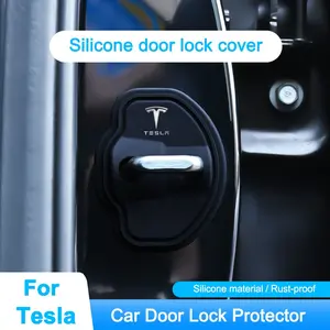 4Pcs Car Silicone Door Lock Cover Shock Absorber Protective Sticker for Tesla Model 3 Y S X Roadster SpaceX Cybertruck Car accessories