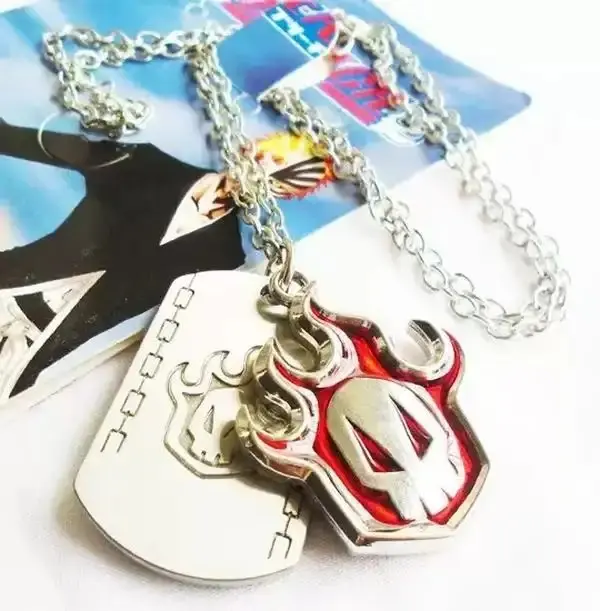 Flame Spirit Detachable Pendant Necklace - Gothic Fashion Anime Character Costume Jewelry, Dual-Layer Fire Chain for Men, Anime Character Necklaces
