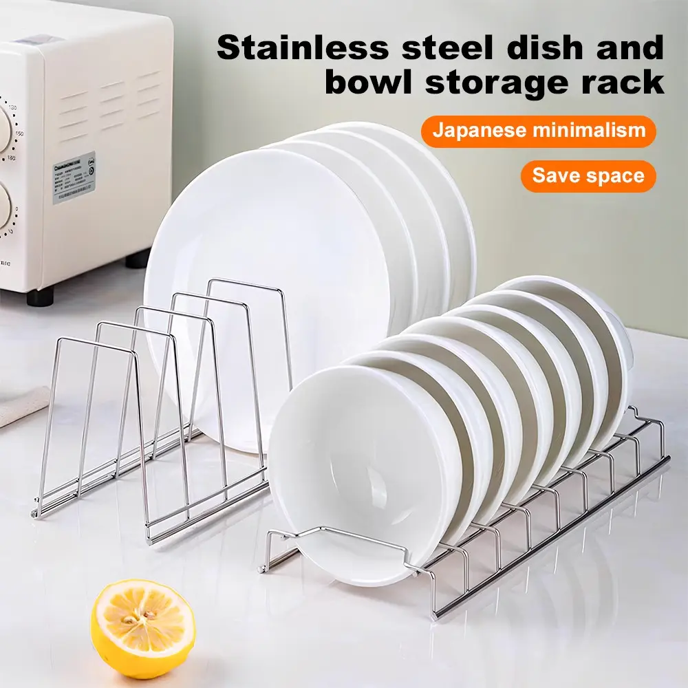 Stainless steel kitchen dish storage rack, Bowl drying rack Organiser - Multi-functional dish rack with drainage performance. Suitable for kitchen countertop draining racks, kitchen organization, Countertop Dishes Rack
