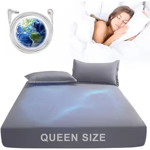 Grounding Sheets for Queen Bed, Grounding Sheets for Improving Sleep, Fitted Sheet Grounding for Working and Help with Anxiety, Organic Cotton & Silver Fiber