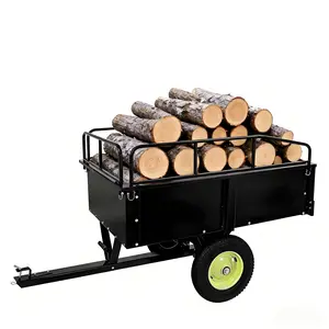 Utility Trailer,ATV Steel Garden Trailer,750 Lbs 15 Cu.Ft. with Removable Sides,Quick Dump Pull Back,Heavy Duty Lawn Mower Trailers for Tractors,Farm hand  cart