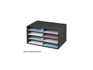 Fellowes FEL6171301 Box Decorative Eight Compartment Literature Sorter, Letter Size, White/Black Brocade