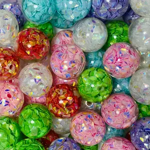 Confetti bead, 16mm, 6pcs,  mix