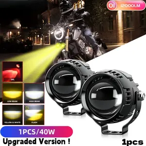 Super Bright Dual Color LED Work Light, Multi-Mode Design with Extra Lens, Demon Eyes & Strobe Warning, Ideal for Motorcycles, Suvs, Cars, Auto, Motorcycle Led Lights
