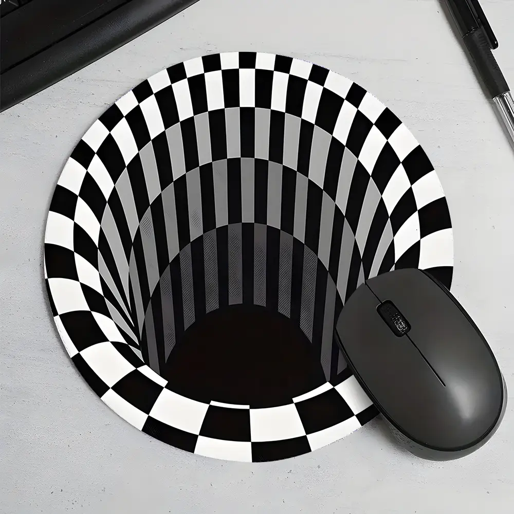 Cool Optical Illusion Design Round Gaming Mouse Pad, Desktop Decorative Protective Pad, Rubber Anti-slip Lockedge Work Pad, Small Size Suitable for Laptop, Desktop Computer Games, Work, Family, Gaming Mousepad, Mouse Mat, Mouse Pads for Desk