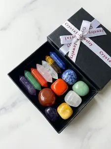 Luxury Seven Chakra Crystal Series, Natural Hexagonal Points & Smooth Polished Stones Combination, Energy Healing