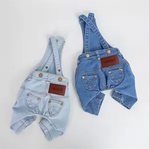 Pet Fashion Dog Denim Overalls for Spring and Autumn - New Versatile Pet Clothes, Dog Pants for Teddy, Comfortable Denim Outfit