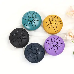 3 Inch 6 Note Sword Steel Tongue Drum， Mini Hand Drum Tank Drum, MusicPercussion Instrument With Mallets And Music Book, Used For Music Enlightenment,Camping Or Yoga Meditation Percussion Instrument