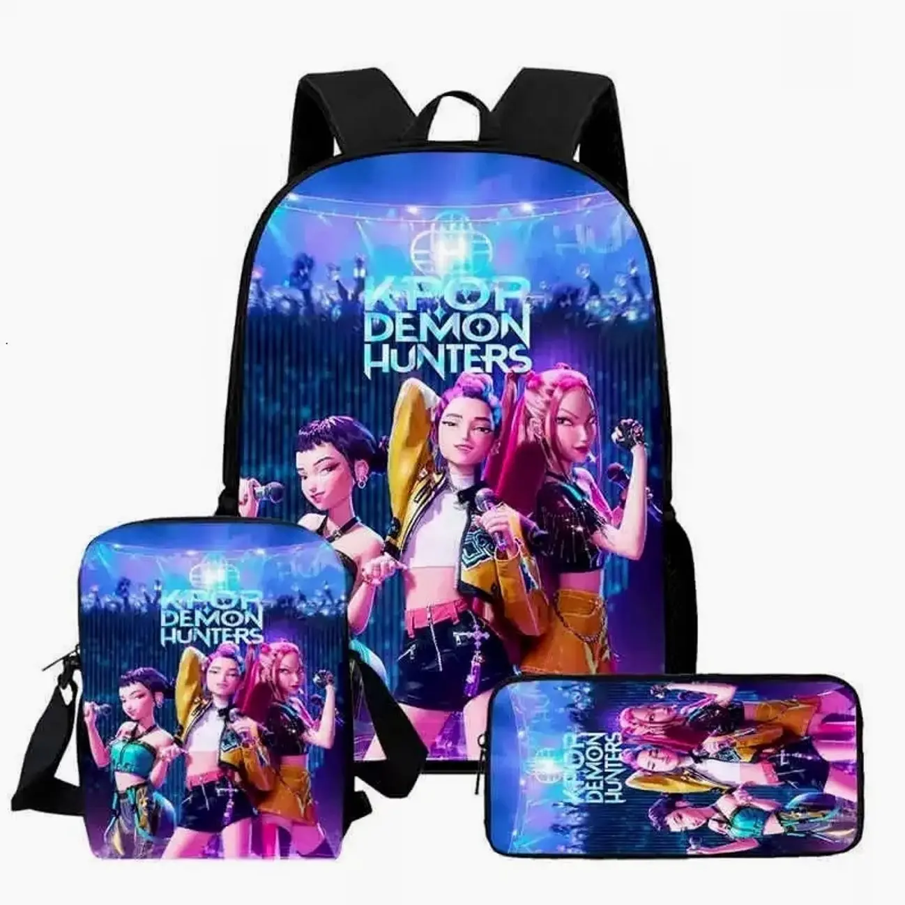 Anime Pop Star Hunter Girls School Bag Set | 3Pcs Laptop Backpack Insulated Lunch Tote Pencil Pouch | Student Gift Box