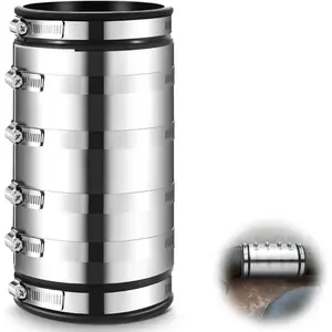 1 count 3 Inch XL Flexible Pipe Coupling Connector Fitting with Stainless Shield for Below Ground Plastic, Cast Iron, Steel Pipes