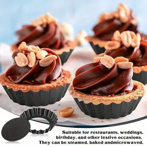 Small Tart Mold Fluted Cupcake Tins Tart Pan 10cm Egg Tart Molds with Removable Bottom Non Stick Mini Tart Pans