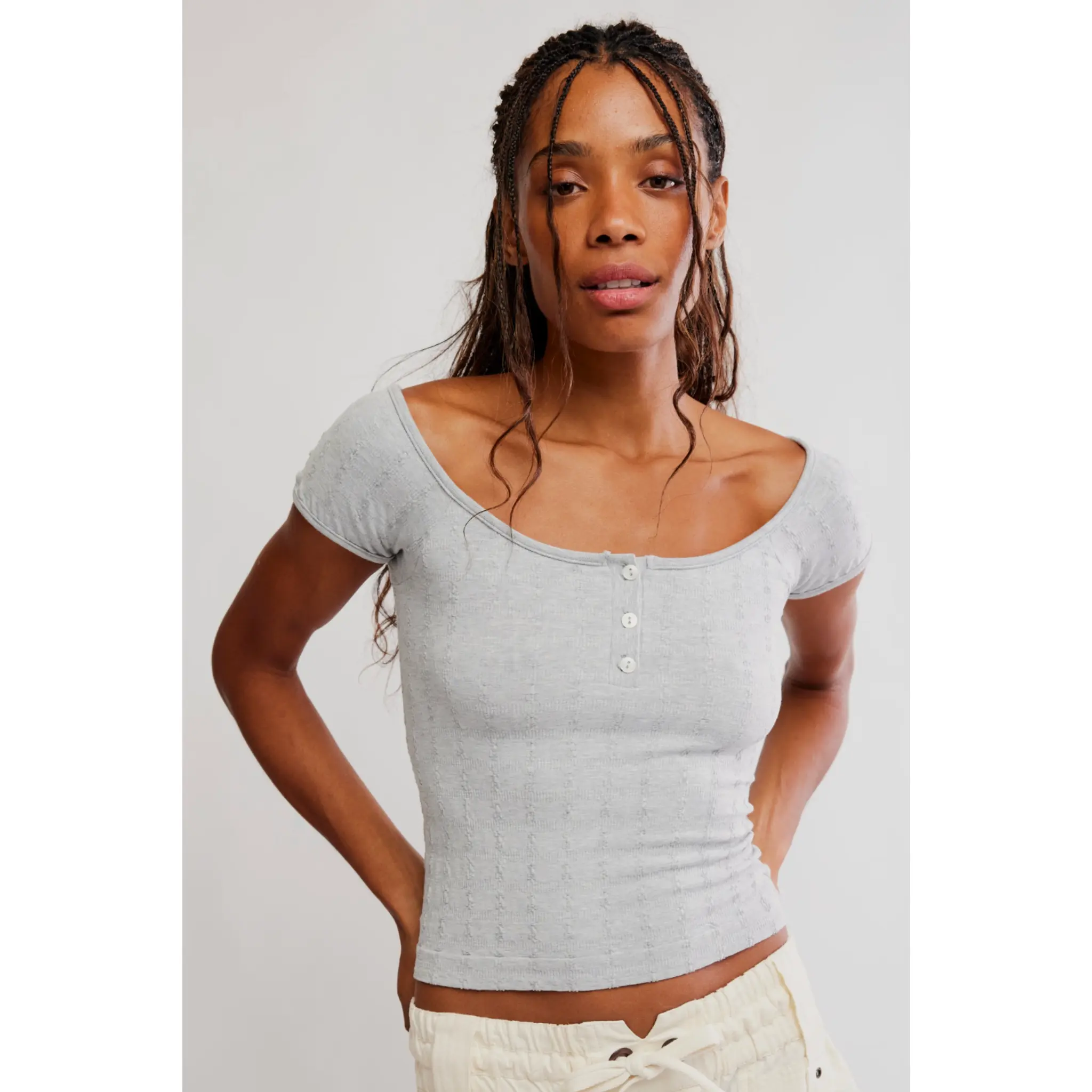 Free People Women's So Soft Pointelle Henley Top