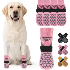 Socks for Hot Pavement, Summer Breathable  Socks to  Licking Paws, Non Slip Pet Boots & Paw Protectors for Hardwood Floor,Grippy Shoes for Small Medium Large Senior Dogs,Pink XL