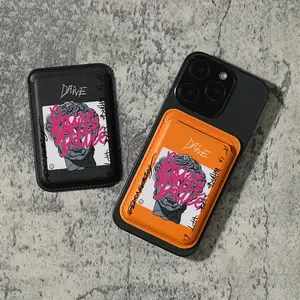 [Luxury Card Holder] Luxury Artificial PU Leather Magnetic Card Holder |   for iPhone 16 15 14 13 12 Pro Max, Holds 1-2 Cards, Equipped with built-in security pocket, Faux PU Leather wallet attachment