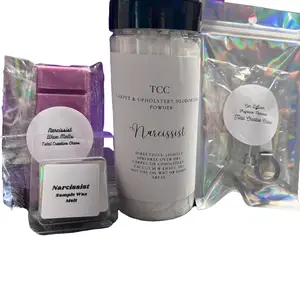 SET Carpet and Upholstery Deodorizing Powder, Car Vent, Wax Melt Snap Bar, Sample Wax Melt Cube - Household Cleaning Supplies