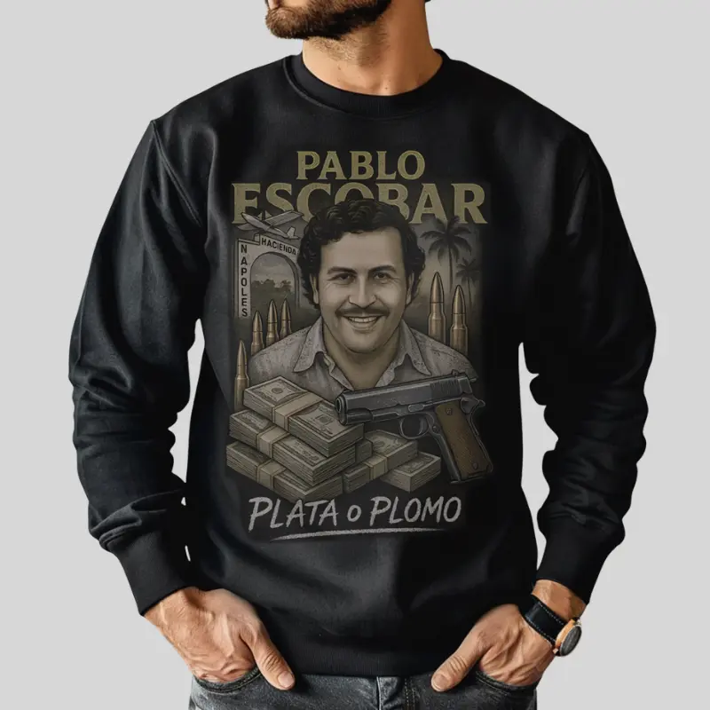 Unisex 100% Cotton Hoodie Sweatshirt - Plata O Plomo Graphic Print, Breathable Vintage Style Streetwear Pullover, Digital Print, Unisex Fit