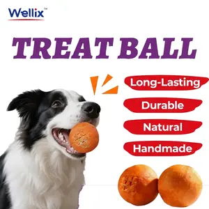Wellix 100% Natural Beef Hide Treat Ball for Dogs | Beef Hide, Chicken | Handmade, Durable, Long-lasting Chew | Promotes Dental Health & Relieves Boredom (5.23 oz, 150g)