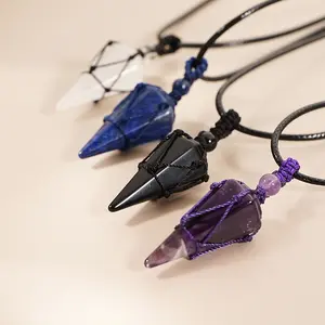 Lapis Lazuli Macrame Pendant Natural Gemstone Necklace for Stress Relief Spiritual Growth Daily Wear Birthday Christmas Gifts Enhance Inner Peace Balance Energy Ideal for Her Mom Friend[sleepingbeautyy247]Recommended