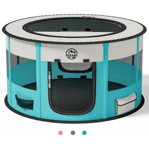 Dog Playpen Puppy Play Pen Indoors Pet Crate Small Dog Cage Portable Foldable Cat Kennel for Kitten Hamster Rabbit Bunny Guinea Pig with Collapsible Food Bowl Carrying Case
