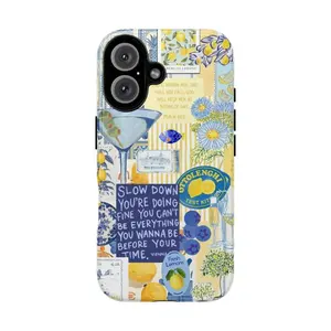 Tough Smartphone Cellphone Case - Colorful Inspirational Quote, Floral & Lemon Design, Handheld Mobile Phone Accessory Shell, Gift for Her, Compatible with iPhone 11/12/13/14/15/16/17 Pro, ProMax, Plus, Air