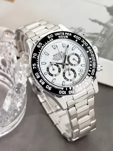 A men's silver steel strip trendy, fashionable, versatile, handsome Korean version multifunctional waterproof luminous quartz analog Stainless Steel Watch