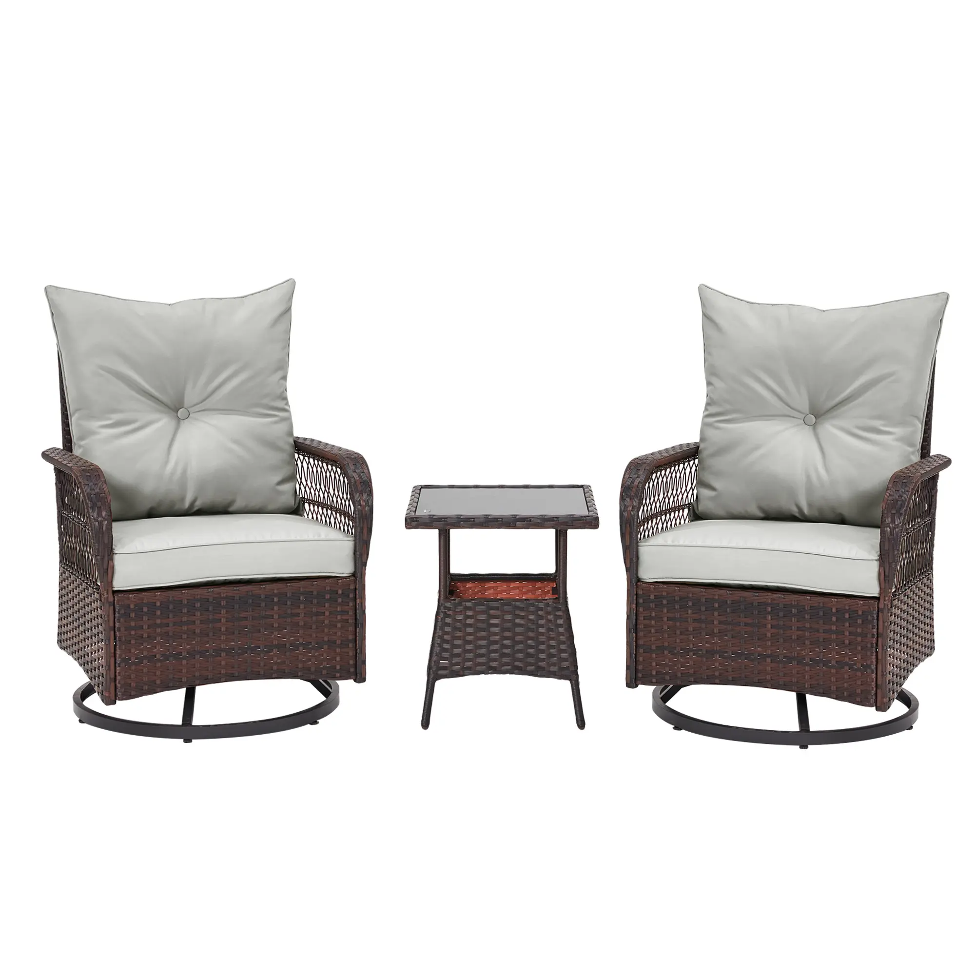 Style 4-3 pcs Rocking Bistro Set（Gray）