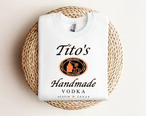 Tito Crewneck Sweatshirt, TITO'S Handmade Vodka Sweatshirt All Size White