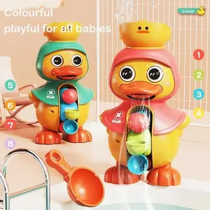 Cute Duck Rotating Water Wheel Bath Toy, Duck Bath Toy For Kid Toddler Duck Doll For Pool With Rotatable Waterwheel Interactive Shower Water Toy With Strong Suction Cups,Interactive Spray Plaything for Infants & Toddlers, Unisex Fun Bathtime Accessory