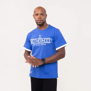 Phi Beta Sigma "BROTHERHOOD" Embroidered Tee Blue