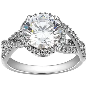 Sterling Silver 3.35 cttw Moissanite Halo Ring
