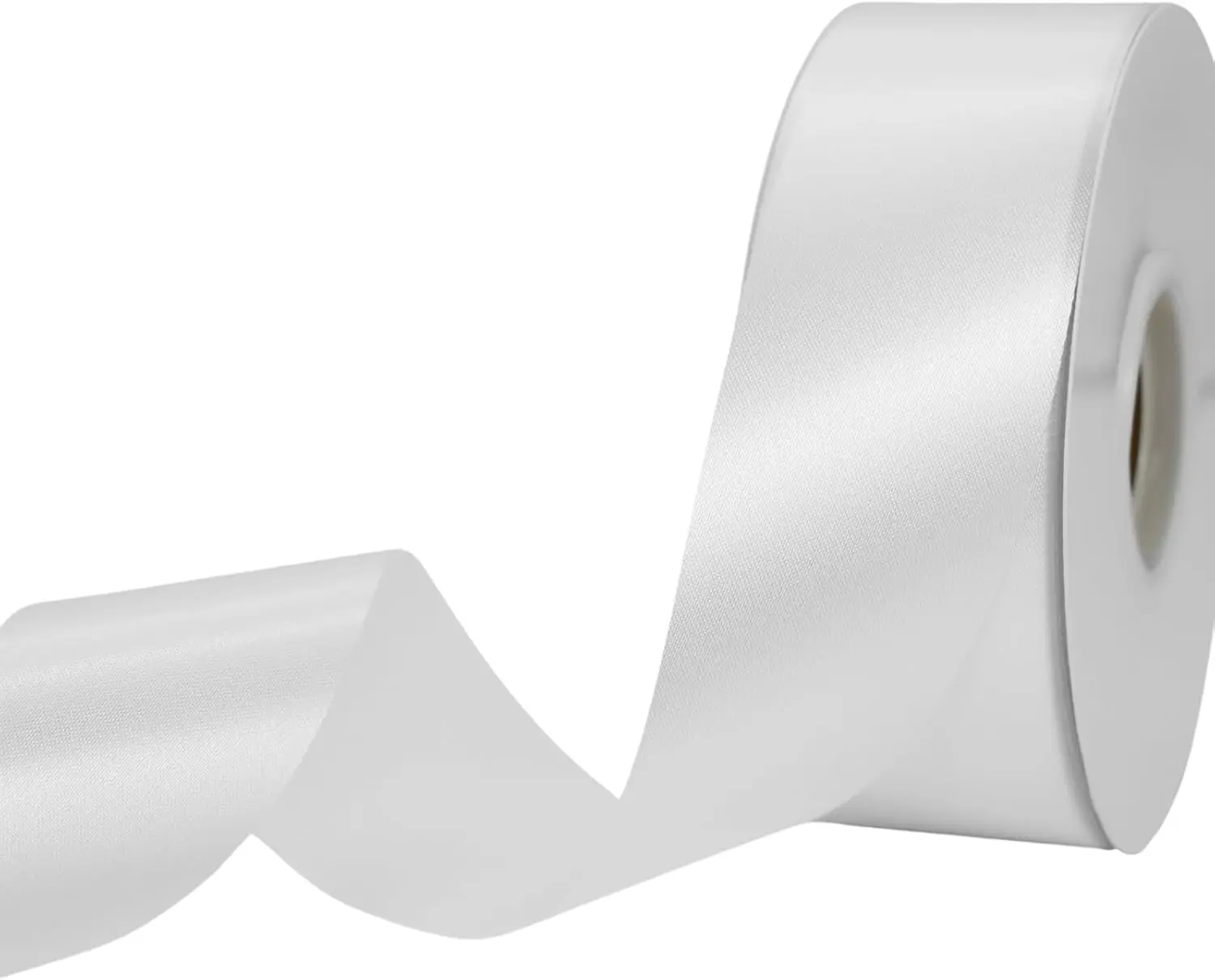 White Ribbon 1-1/2 Inch x 50 Yards Satin Ribbon Single  Ribbon for Crafts,  Wrapping, Floral Bouquet, Weddings, and Decorations, with Spool
