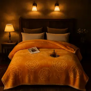 King Size Heavyweight Fleece Blanket – Silky Soft, Warm & Luxurious Winter Bed Blanket, Fade-Resistant Plush Throw,King ,Gold