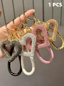 Resin Keychain with Crystal Heart Design, Trendy Cute Keychain, Handmade Personalized Accessory, Unisex Simple Style Car Key Holder, Phone Chain, Multifunctional Key Ring, Valentine's Day, lovers