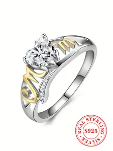 Fashion S925 Silver Zircon Ring for Women, New 2026 Mother's Day Party Jewelry Gift, Elegant Daily Wear Accessory
