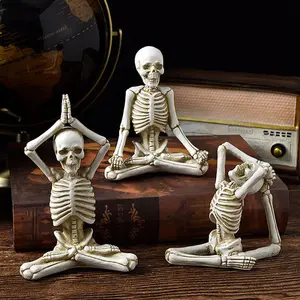 Yogasculpt Resin Desk Skeleton Ornaments Feature Modeling Yoga Skull Skeleton Halloween