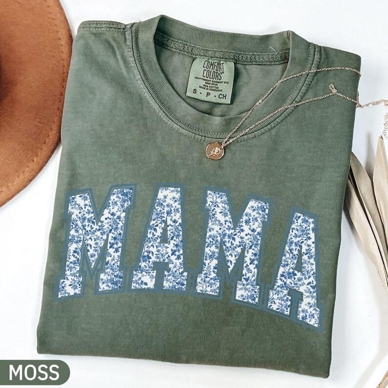 Comfort Colors Mama T-Shirt, Toile Floral Mama TShirt, Pregnancy Announcement Boy, Mom Life TShirt, Cute Mom Mothers Day Gift, New Mom T-Shirt