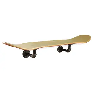 Floating Industrial Style Maple Skateboard Deck Shelf with Pipe Mounting System 7.75" Stained Red Bottom
