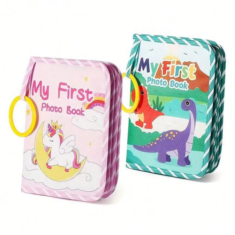 Baby's My First Photo Book with Safety Mirror, 1 Count Soft Cloth Baby Photo Books, Personalized 1st Birthday Gift for Newborn Toddler, Early Learning