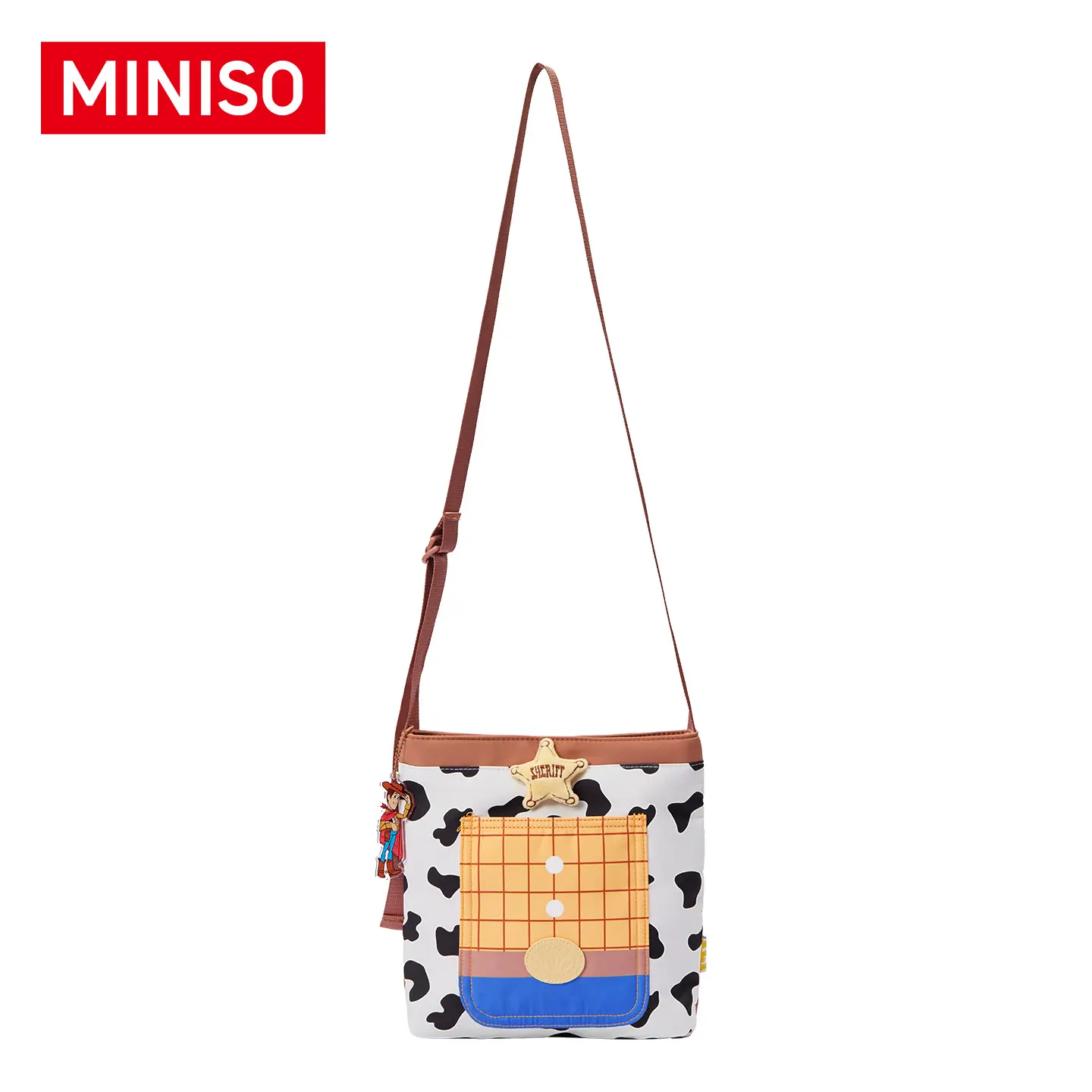 Women's MINISO x Pixar Toy Story 5 Summer Vibe Crossbody Bag - Buzz Lightyear & Woody Cartoon Design, Lightweight Portable Sling Bag for Daily Outdoor Use，Back To School
