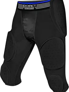 Exxact Sports Battle 7-Pad Youth Football Girdle for Boys - Finest Padded Compression Shorts with Cup Pocket (Black)