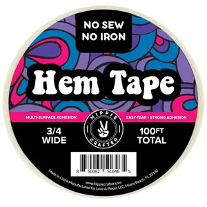 Double Sided Hem Tape No Sew No Iron Sewing Tape for Hemming Curtains Fabric Pants Dress Clothes and More Thin with Strong Adhesive Removable 3/4 Inch x 100FT