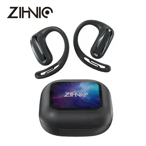 ZIHNIC S16 Open Earphones, Smart Touch-Screen Wireless Bluetooth Earphones, Screen Charging Box With LED Display, Waterproof ultra-long battery life, comfortable to wear, compatible with iPhone and Android, suitable for daily sports, study, office, etc.