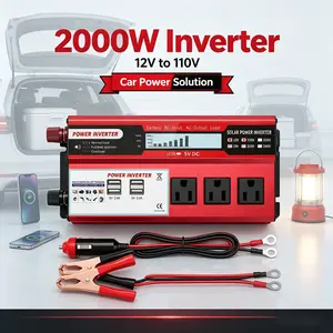 2000W Continuous Car Power Inverter, DC12V to 120V Auto Power Transformer with 3 Standard AC Sockets & 4 USB Fast Charging Ports, Multi-Safety Guard Compact Vehicle Converter for Van Road Trips, Outdoor Fishing, RV Living and Daily Home Emergency Use