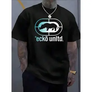 Men'S & Women'S 100% Oversized T-Shirt With Ecko Logo & Ecko Unltd. Graphic Print - Casual Round Neck Short Sleeve Summer Tee For Casual Attire, Outdoor Activities & Sports, Versatile Clothing, Durable Fabric, Comfortable Fit, Streetwear Fashion