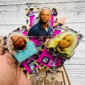 Expressions Glitter Badge Reel Funny Nurse ID Holder