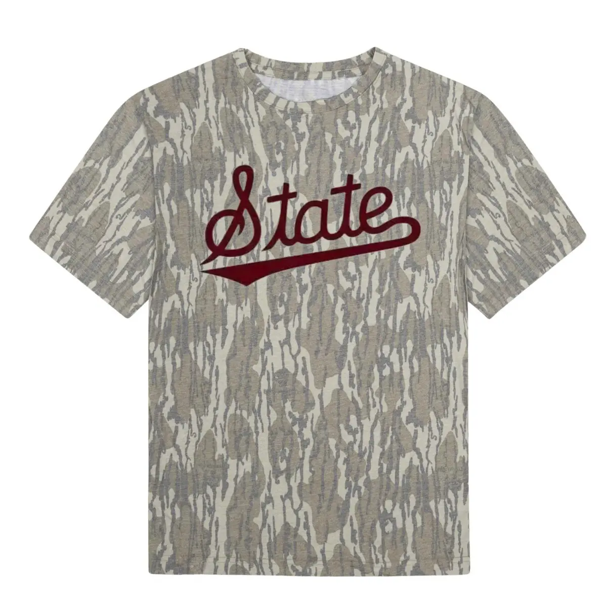 Mississippi State Script Camo Tee  Classic Collegiate Logo on Hunting Camo, T Shirt 3D Camo, Style T Shirt 3D Camo, Gift for Her/him