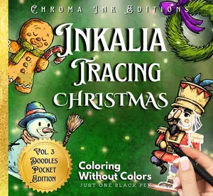Inkalia Doodles Pocket Edition: Cozy Festive Doodles Bold and Easy: Relaxing Ink Tracing and Doodle Art for All Ages | Cozy Christmas Creativity | Spooky Halloween | Whimsical Sea with No Colors, Just One Black Pen