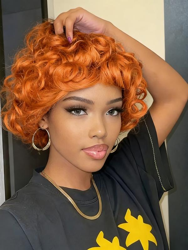 Eggwig Egg Wave Human Hair Wig, Short Loose Curly Wig, Short Pixie Cut, Full ...