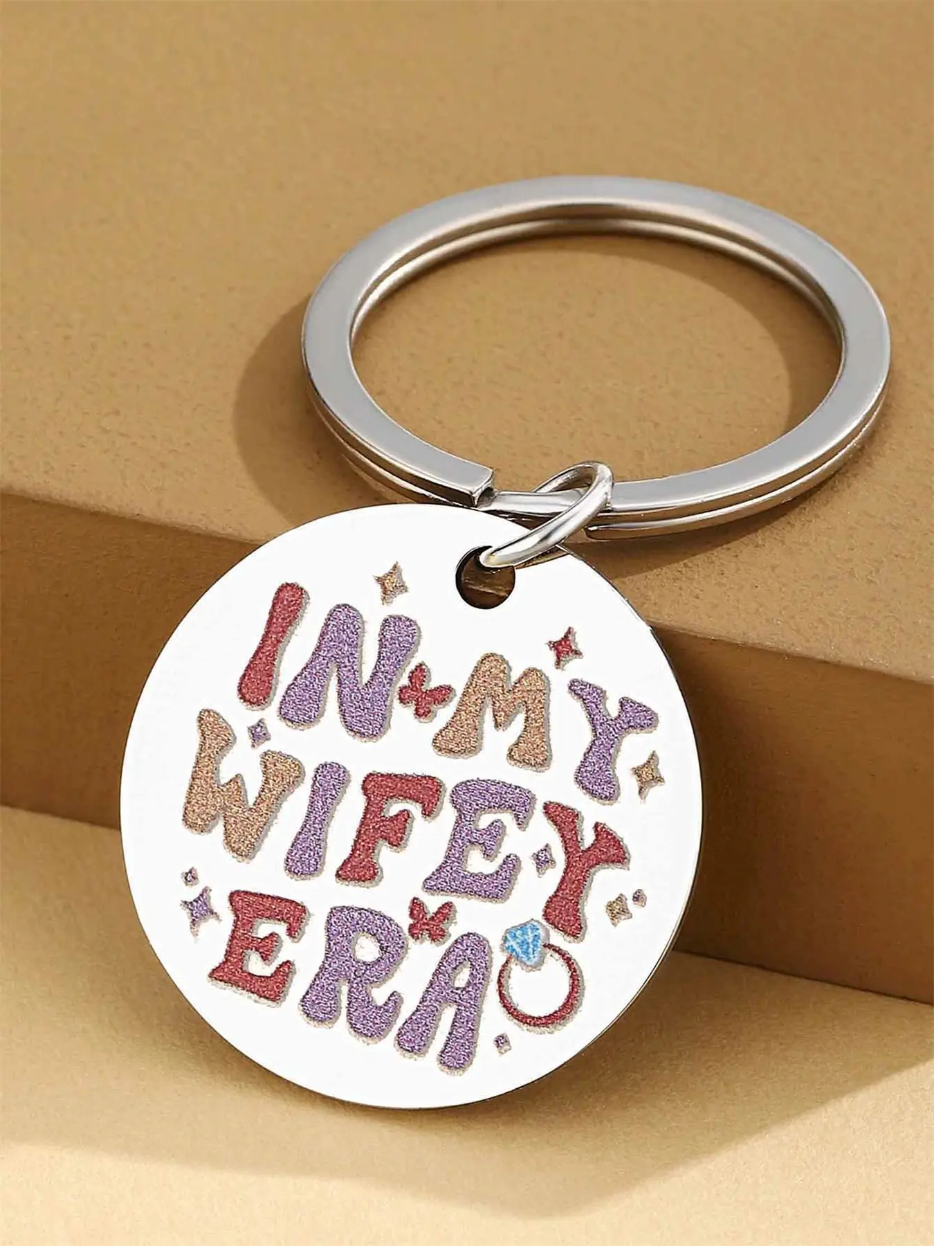 In My Wifey Era Keychain, Perfect Bridal Shower & Bachelorette Gift for Bride, Unique Wedding Engagement Accessories for Couples, Stylish Keychain, Stainless Steel Keychain